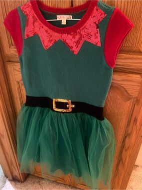 It's Our Time Red and Green Sequin Elf Tulle Dress